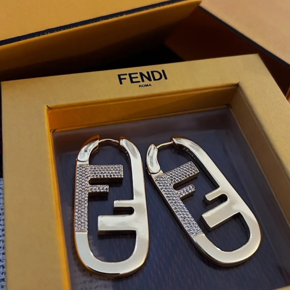 Authentic Fendi Large O’Lock Crystal Earrings - Picture 10 of 12